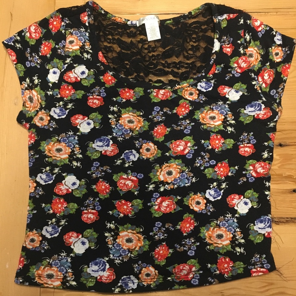 Floral and lace crop top